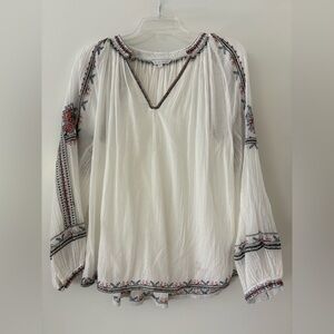 Star Mela Sheer Embroidered White Boho Blouse